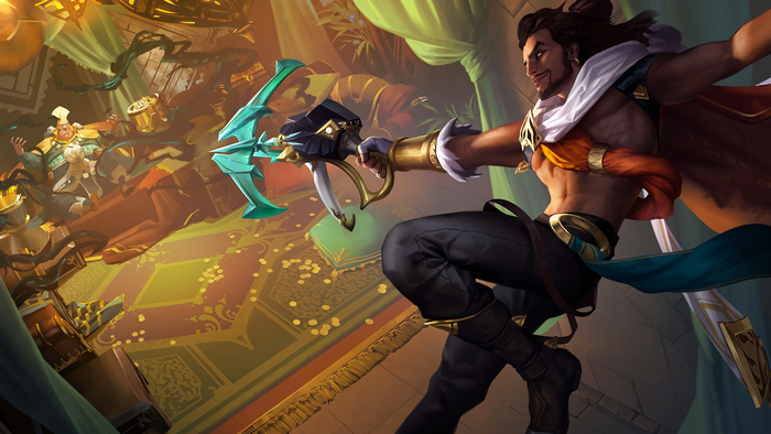 Akshan (League of Legends) in action with his weapon