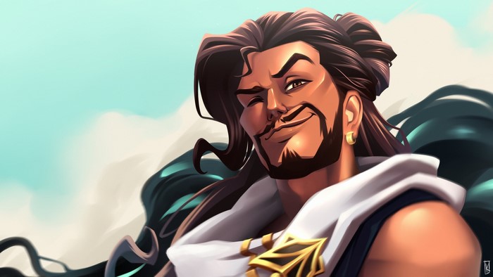 Akshan winks with a smile, League of Legends