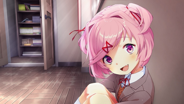 Natsuki from Doki Doki Literature Club! smiling