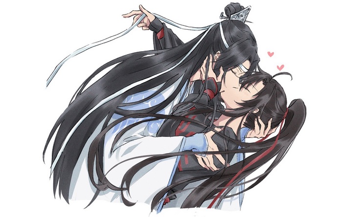 Lan Wangji and Wei Wuxian kissing, Mo Dao Zu Shi
