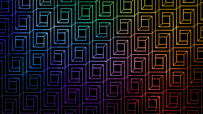 Rainbow geometric pixel art with cubic illusion