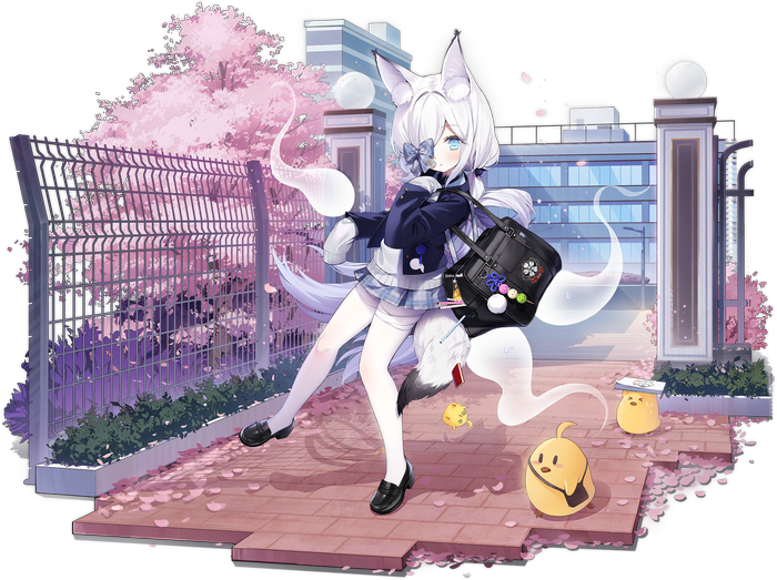 Kasumi (Azur Lane) in school uniform with cherry blossoms