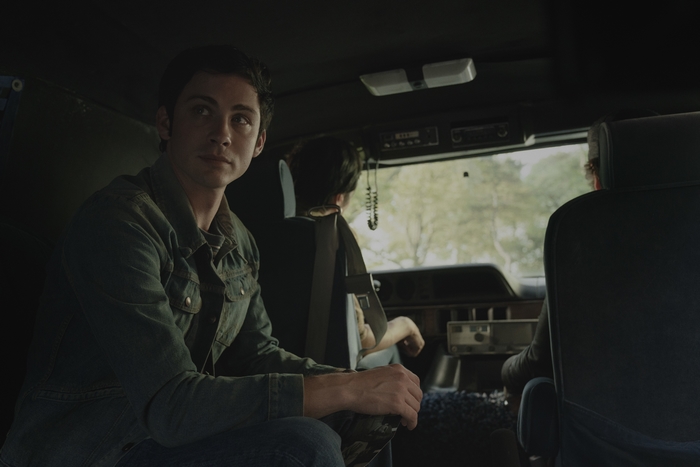 Logan Lerman in a van