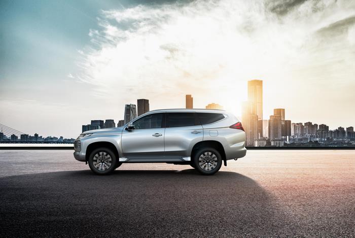 2021 Mitsubishi Pajero Sport SUV in city skyline