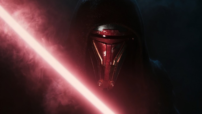 Darth Revan from Star Wars with Red Lightsaber
