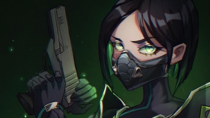 Viper from Valorant holding a gun