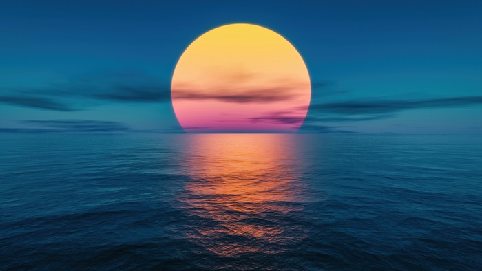 4K Sunset Over Ocean Scenery