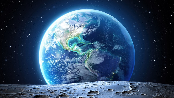 Image of Earth from Space with Stars