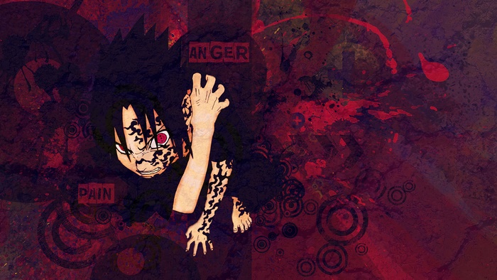 Sasuke Uchiha with Sharingan and Cursed Seal Art