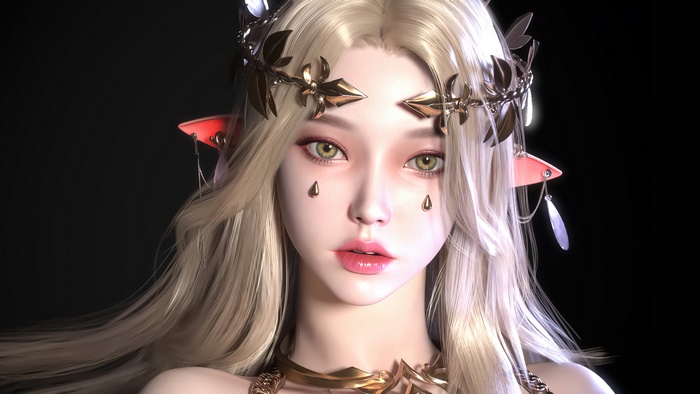 Digital Art of Beautiful Elf Girl