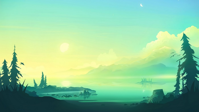 Serene Morning Digital Art Landscape