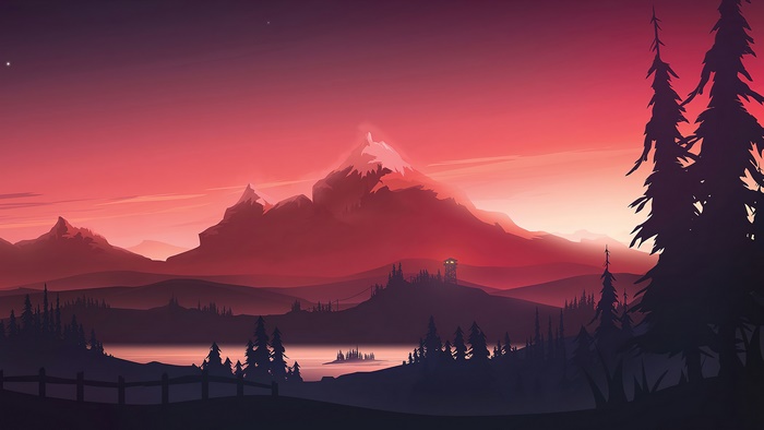 Minimalist mountain scenery digital art 4K
