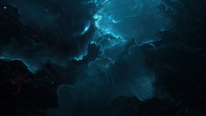 4K Space Nebula with Deep Blue Hues