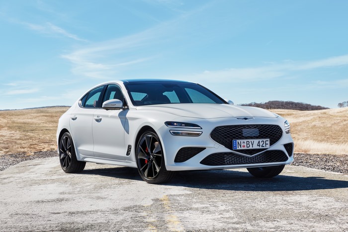 White 2021 Genesis G70 3.3T Sport luxury car