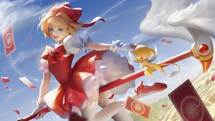 Sakura Kinomoto from Cardcaptor Sakura with Kero