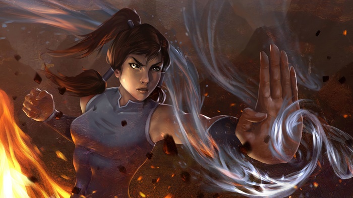 Korra from The Legend of Korra waterbending in 4K