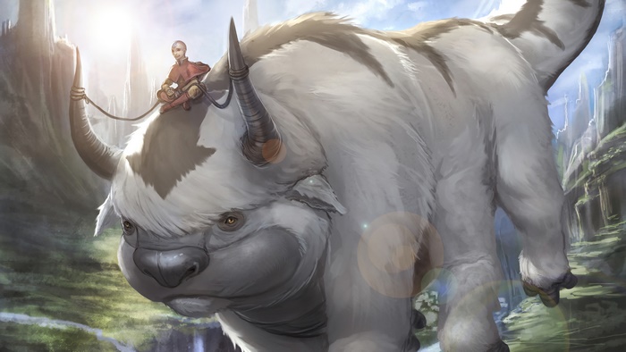 Aang and Appa from The Last Airbender in 4K