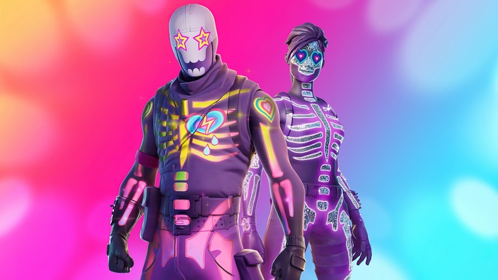 Party Trooper and Sparkle Skull skins from Fortnite 4K