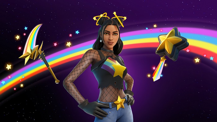 Fortnite Celeste Skin with Rainbow Star Pickaxes