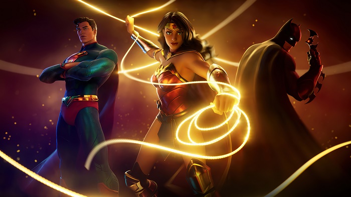 Superman, Wonder Woman, and Batman from Fortnite 4K