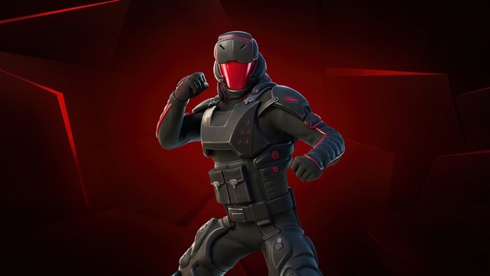 Fortnite skin in black and red combat gear