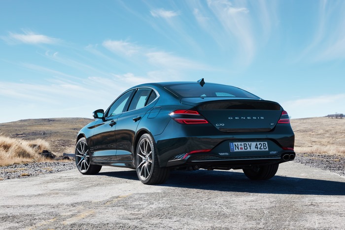 Genesis G70 rear view on a sunny day