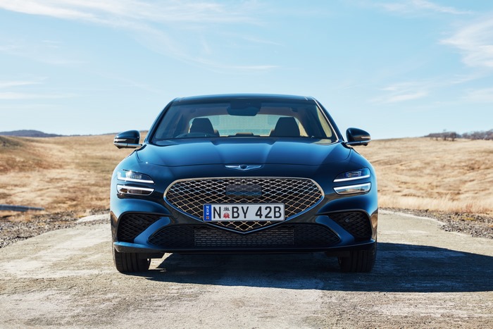 Blue 2021 Genesis G70 2.0T luxury car