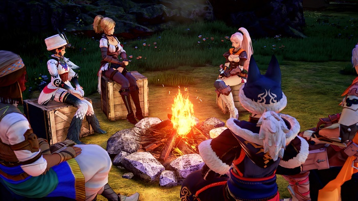 Tales of Arise characters around a campfire