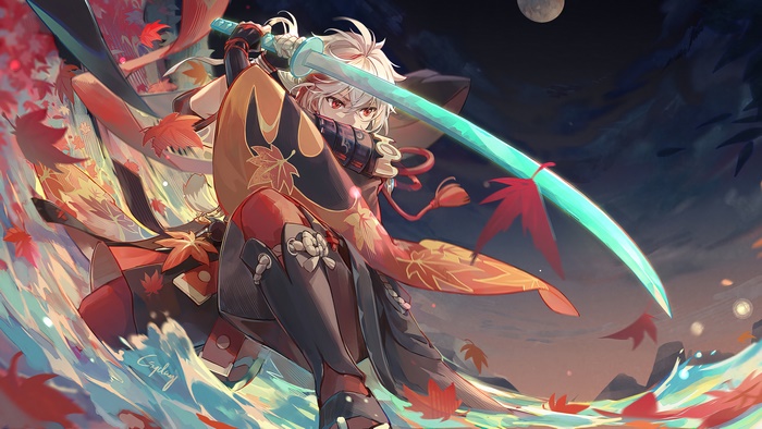 Kazuha from Genshin Impact with a sword