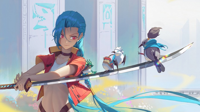 Jinx from League of Legends with Birds on