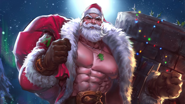 Braum from League of Legends as Santa Claus