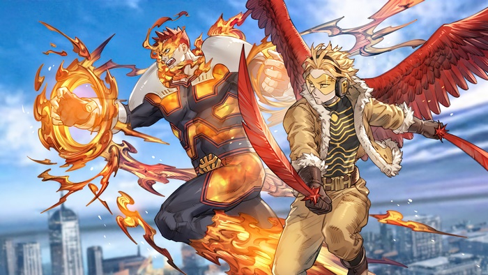 Endeavor and Hawks from My Hero Academia in