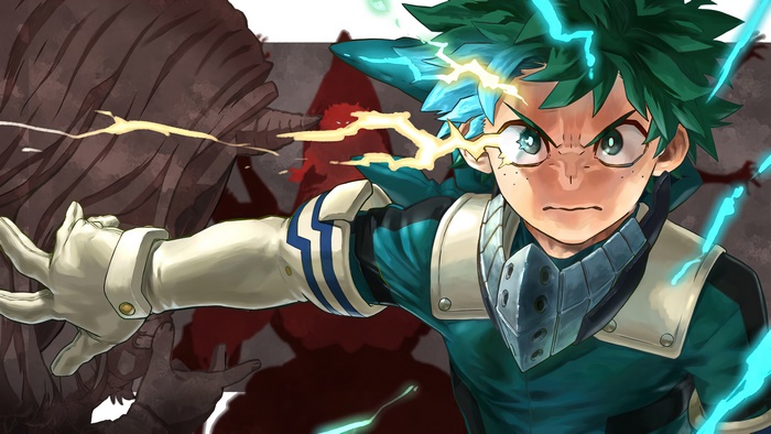 Izuku Midoriya from My Hero Academia in action