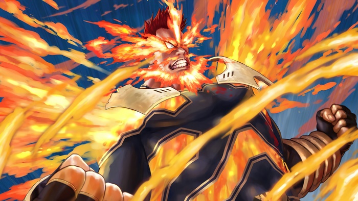 Endeavor from My Hero Academia unleashing fire