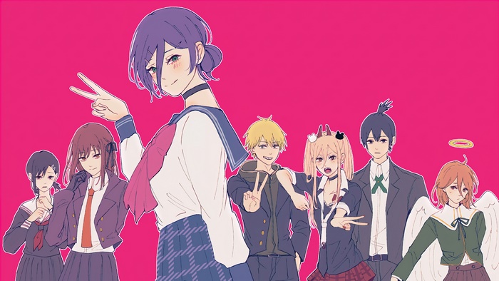 Chainsaw Man characters in anime style