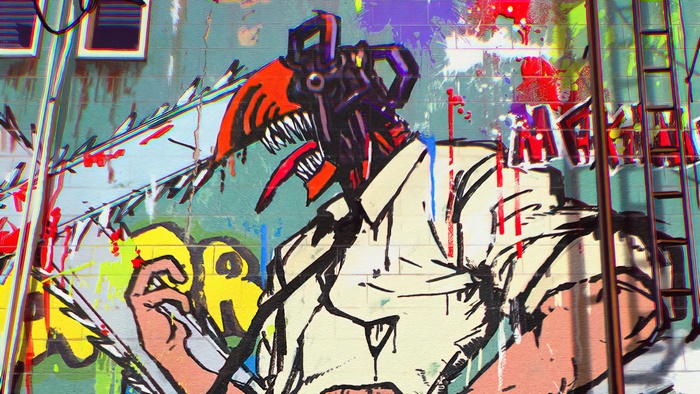 Denji from Chainsaw Man graffiti art