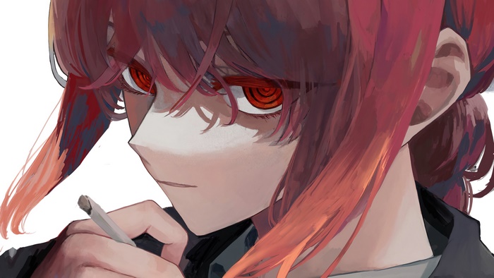 Makima from Chainsaw Man smoking