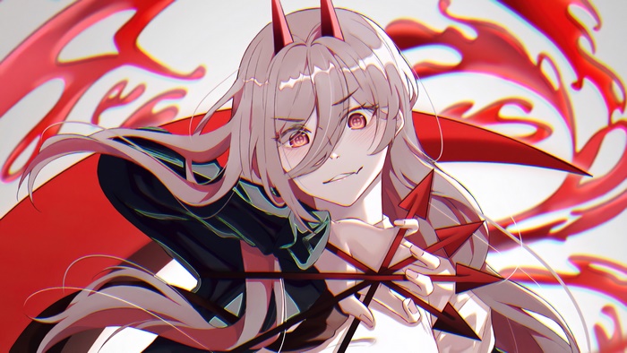 Power from Chainsaw Man in Anime Art