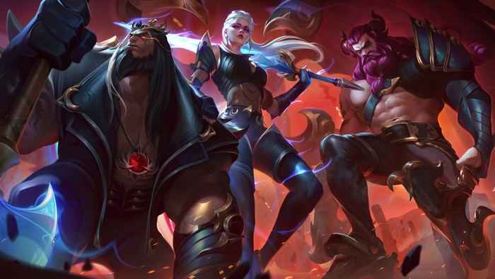 Pentakill Yorick, Kayle, and Olaf from League of Legends 4K
