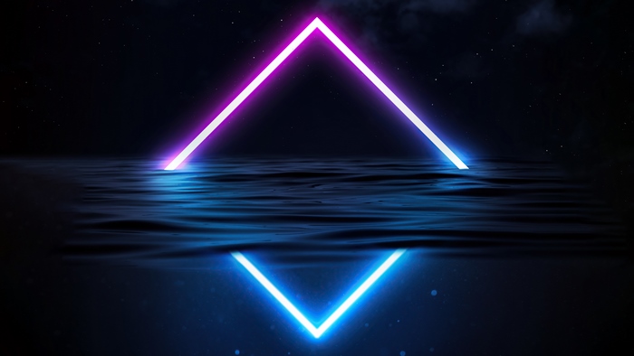 Artistic Neon Triangle in Water 4K