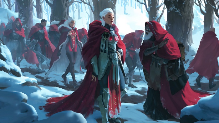 Lady of Blood from Runeterra (LoR) in a snowy forest