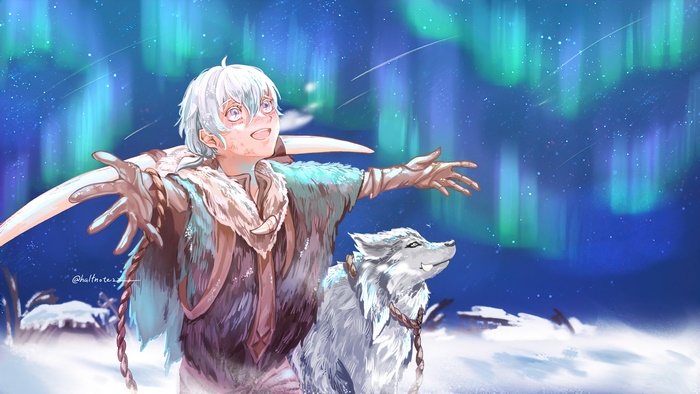 Fushi and Joan from To Your Eternity under the Aurora