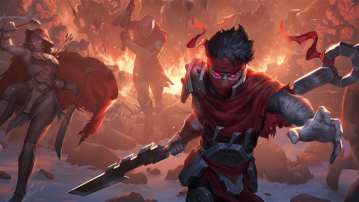 Noxian soldiers in battle from Legends of Runeterra 4K
