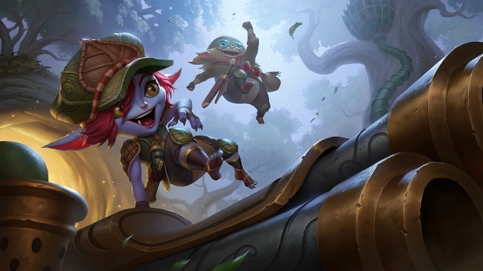Tristana and a yordle from Legends of Runeterra
