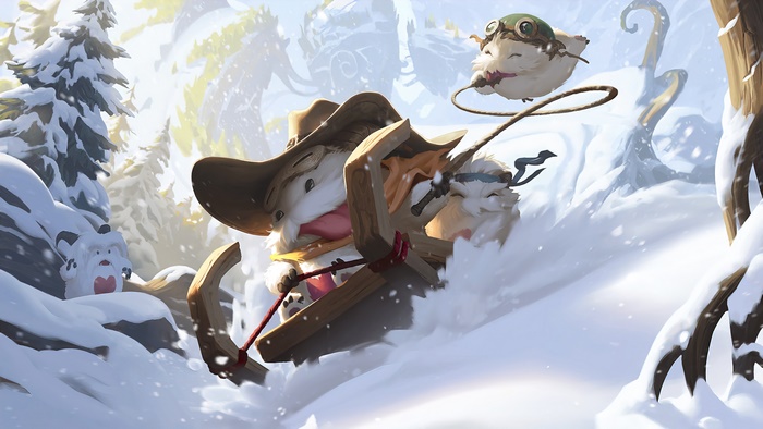 Poros riding a sled in Legends of Runeterra