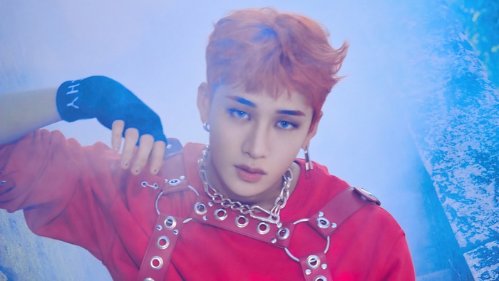 Bang Chan from Stray Kids in Red Outfit
