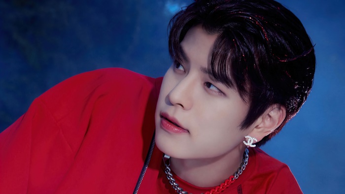 Seungmin from Stray Kids in Red Outfit