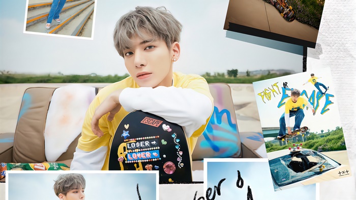 Taehyun from TXT with 'Loser=Lover' and 'Fight or Escape' themes