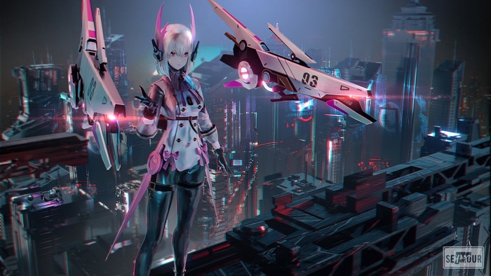 Liv from Punishing Gray Raven in Futuristic Cityscape