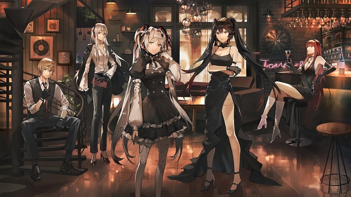 Punishing Gray Raven characters in a bar
